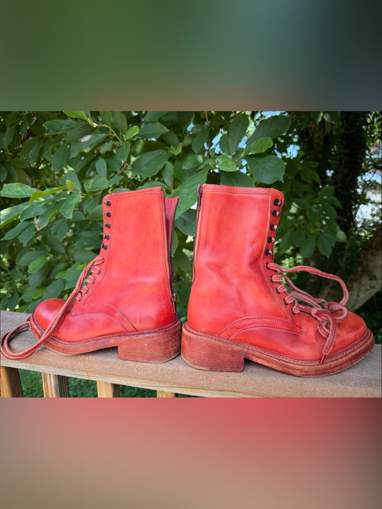 Free People Shoes - Free People Red Leather Combat Boots